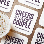 Chef för paret lycklig lila bröllop underlägg papper kvadrat<br><div class="desc">Före din bröllopsdag, ha lite roligt med en "Brews before I Do's" firande. Vare sig det är en repetitionsmiddag, reklamfest eller förlovningsfest, är den här roligten djärv underlägg design perfekt för ett bryggeri eller ett öltemat firande. Detta "heder to the lycklig par"-originalutkast kan också vara personlig med parets namn och...</div>