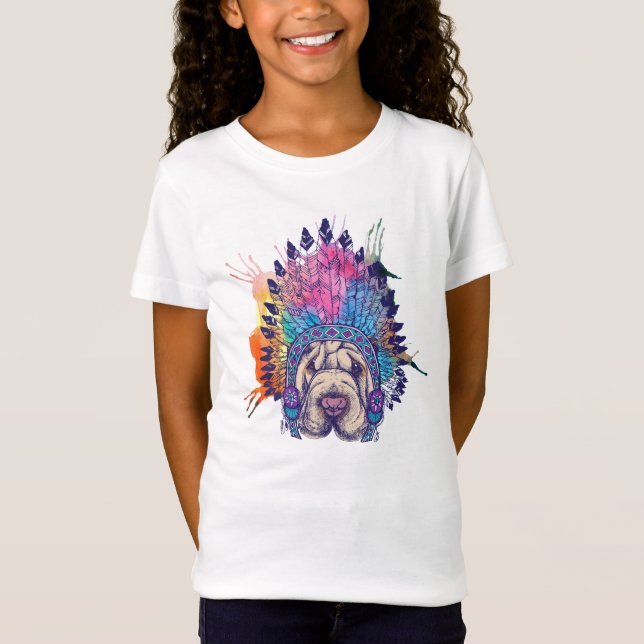 Chef för Sharpei indianindier T Shirt (Framsida)