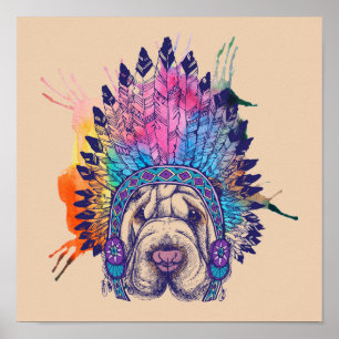Chef för Sharpei Native Indian Poster