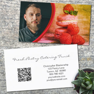 Chef-foto för anpassningsbar-arkivbild med QR-kod Visitkort