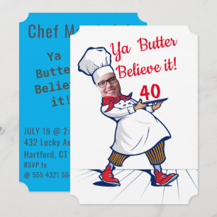 Chef Funny Birthday Cook Ansikte ersätter Humor Fa Inbjudningar