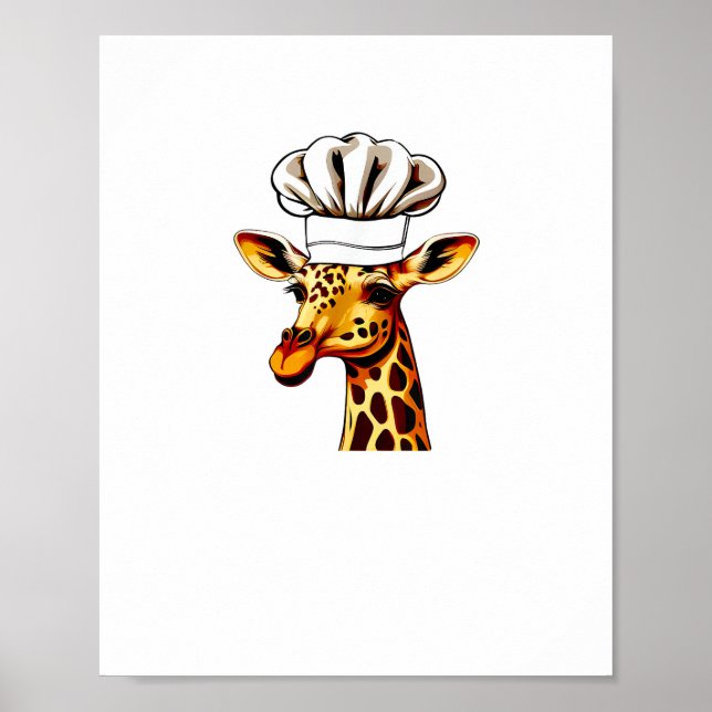 Chef Giraff - Söt Giraff I En Kockhatt Giraff Poster (Framsidan)