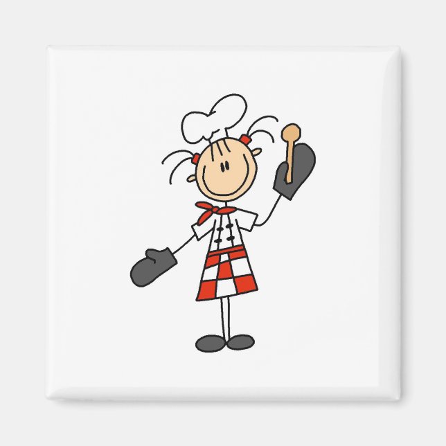 Chef Girl with Wooden Spoon Magnets Magnet (Framsidan)