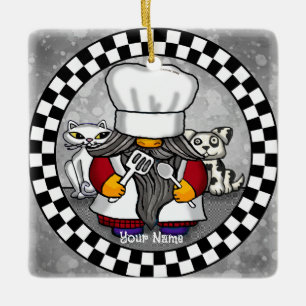 Chef gnome julgransprydnad keramik