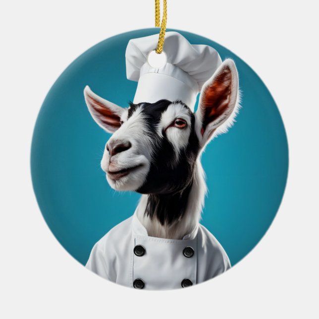 Chef Goat Julgransprydnad Keramik (Framsidan)