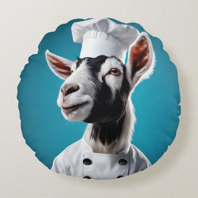 Chef Goat Rund Kudde (Framsidan)