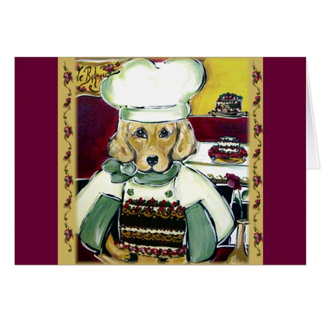 Chef Golden Retriever Hälsningskort (Framsidan Horizontal)