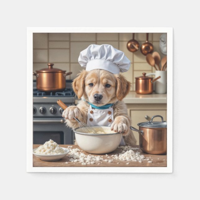 Chef Golden Retriever Puppy  Pappersservett (Framsidan)