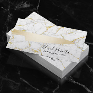 Chef Guld Knivar Catering Modern White Marble Visitkort