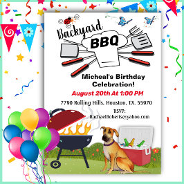 Chef Hat Backyard BBQ Birthday-inbjudan Inbjudningar