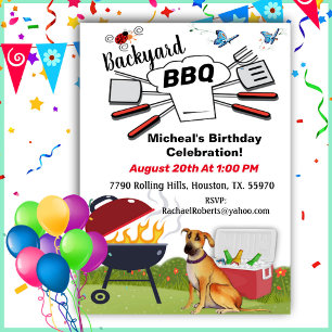 Chef Hat Backyard BBQ Birthday-inbjudan Inbjudningar