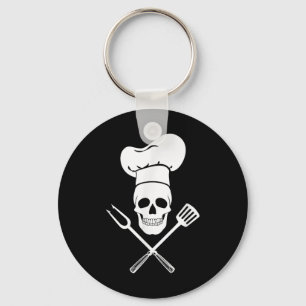 Chef Hat Cook Skull Kitchen Bbq Barbecue Verktyg Nyckelring