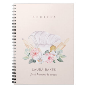  Chef Hat Cookbook Blommigt Roller Whisk Recipe Anteckningsbok