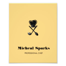 Chef hat och spoons silhouette beige fototryck