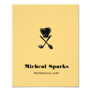 Chef hat och spoons silhouette beige fototryck