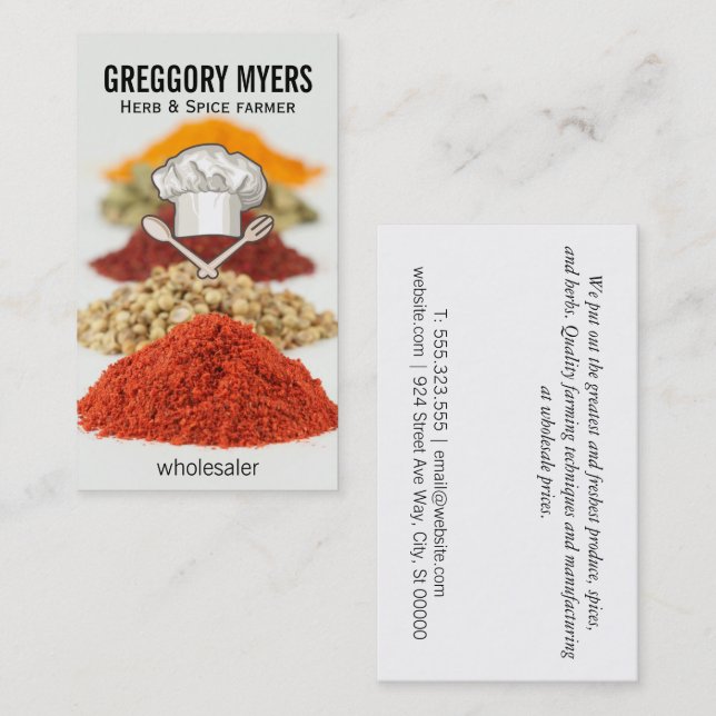 Chef Hat och Utensils Visitkort (Fram/baksida)