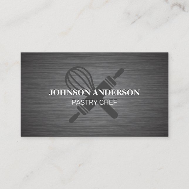 Chef Hat Rolling Pin and Whisk | Bakgrund för Meta Lojalitetskort (Framsida)