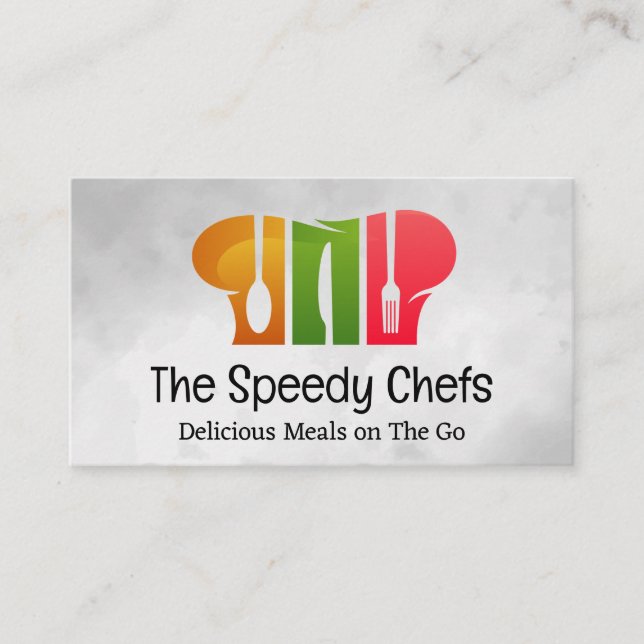 Chef Hat Silverware-Logotyp Visitkort (Framsida)