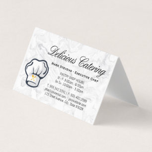 Chef Hat Silverware Marble Background Visitkort