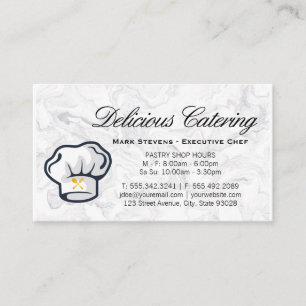 Chef Hat Silverware Marble Background Visitkort