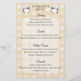 Chef hat snöflingor-helgdag-middagsmeny brevpapper