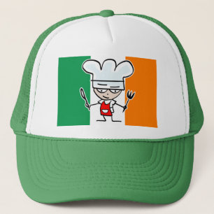 Chef hat with Irish flagga and coola tecknad Truckerkeps