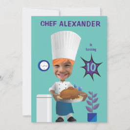 Chef Head i Hål 🎉 Funny Cook Birthday Inbjudningar