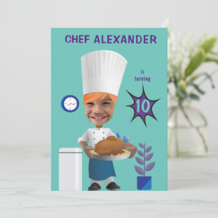 Chef Head i Hål 🎉 Funny Cook Birthday Inbjudningar