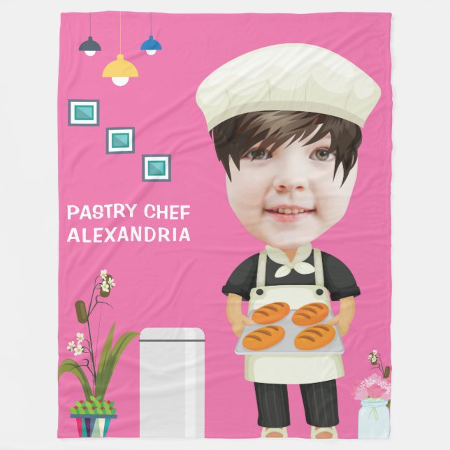 Chef Head i Hål Underbarare nybörjarfödelsedag Fleecefilt (Framsidan)