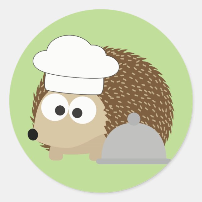 Chef Hedgehog Runt Klistermärke (Framsida)