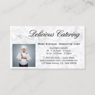 Chef Holding Knivar Marble Visitkort