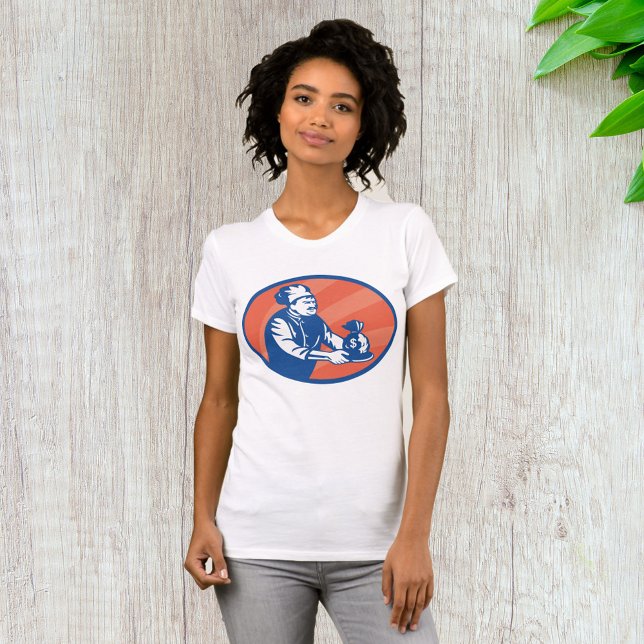 Chef Holding Money Bag Restaurant Finance T Shirt (Skapare uppladdad)