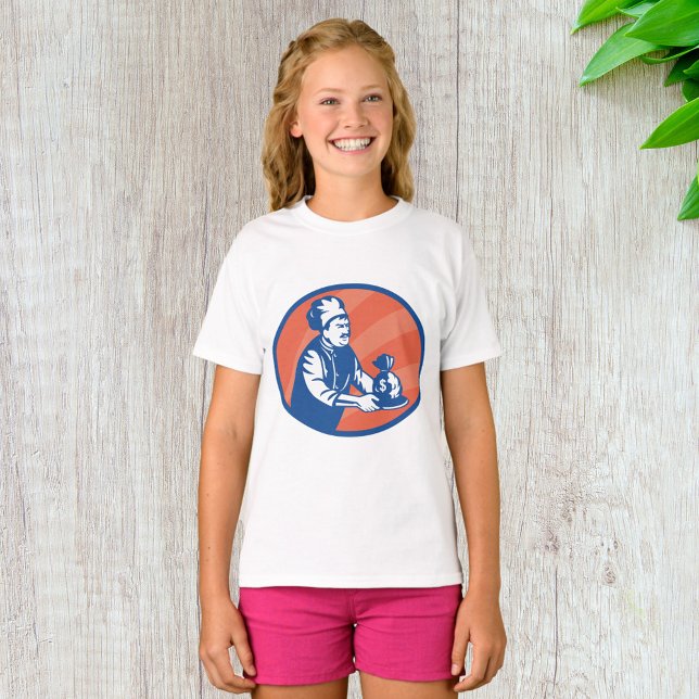 Chef Holding Money Bag Restaurant Finance T Shirt (Skapare uppladdad)