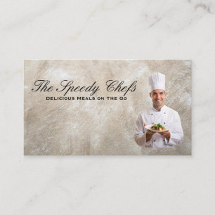 Chef Holding Plating Food Visitkort