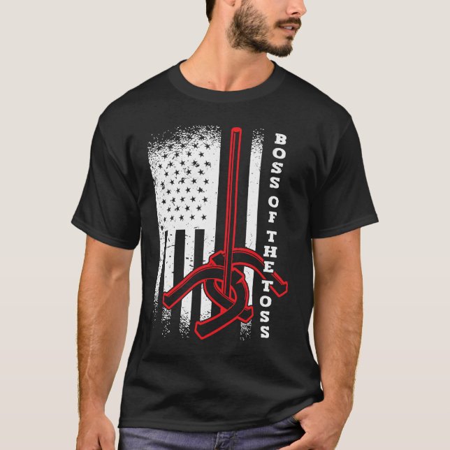 Chef i Toss American USA flagga Horseshoe Pitch T Shirt (Framsida)