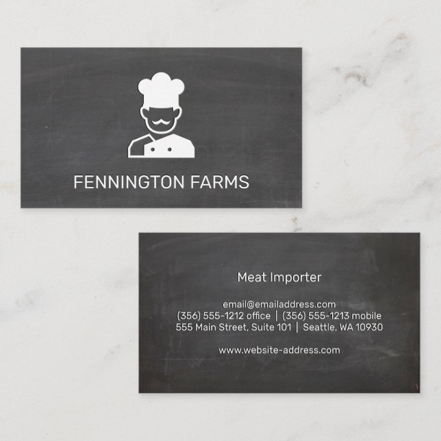 Chef Icon | Affärskortet Bakgrund i kalkboard Visitkort (Fram/baksida)
