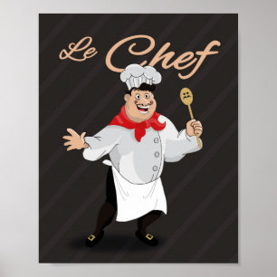 Chef-illustration för Fransk av köksdäck Poster