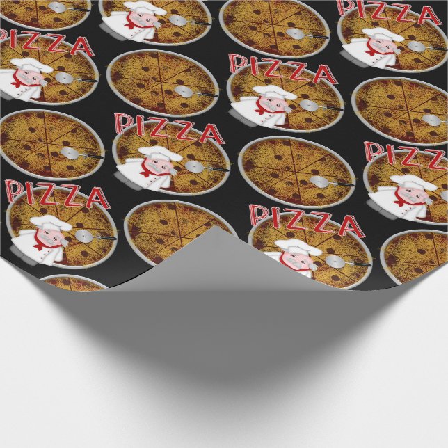 Chef Italiano Pizza, Black-Gift Wrap Presentpapper (Hörn)