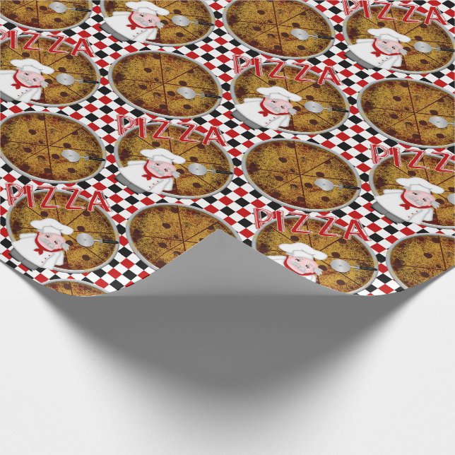 Chef Italiano Pizza, Checkered 01-Gift Wrap Presentpapper (Hörn)