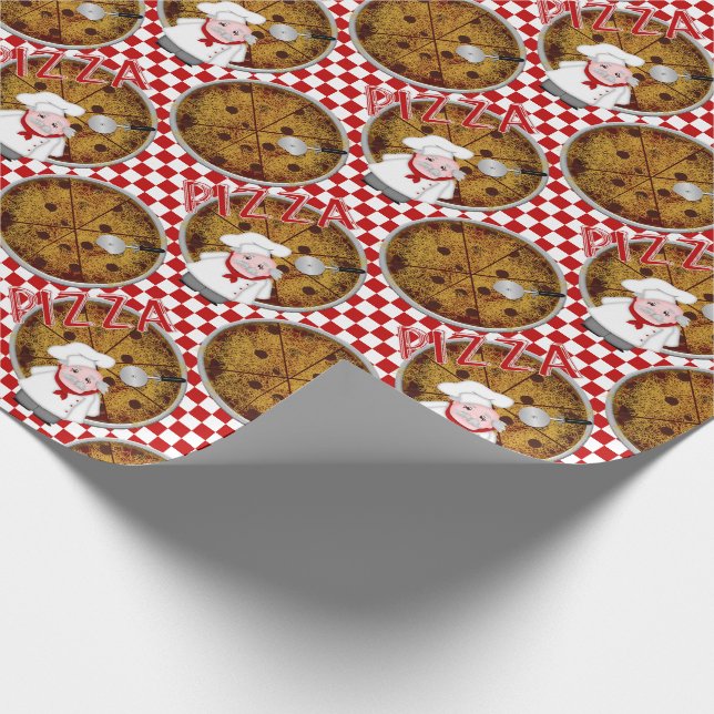 Chef Italiano Pizza, Checkered 02-Gift Wrap Presentpapper (Hörn)