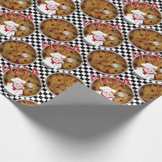 Chef Italiano Pizza, Checkered 03-Gift Wrap Presentpapper (Hörn)