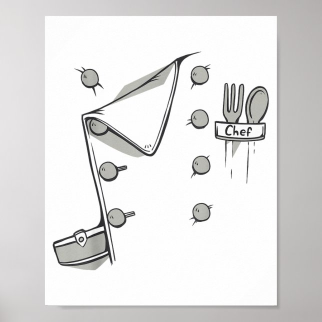 Chef Jacket Chef Costume Cook Cooking Funny Chef G Poster (Framsidan)