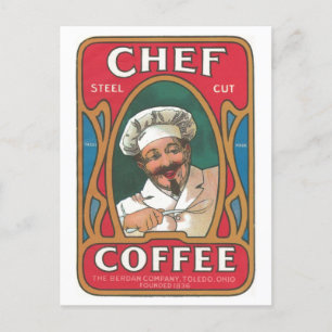 Chef kaffe vintage art nouveau köket helg vykort