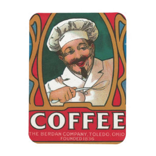 Chef kaffe vintage art nouveau köket magnet