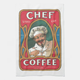 Chef kaffe vintage art nouveau köksblått blått blå kökshandduk