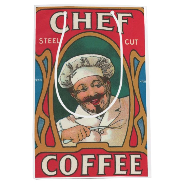 Chef-kaffet art nouveau röd, vit vintage (Framsidan)