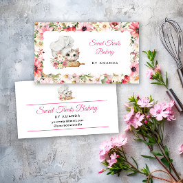 Chef Kitten Bakery Pink Visitkort