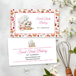 Chef Kitten Bakery Pink Visitkort