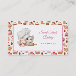 Chef Kitten Bakery Pink Visitkort