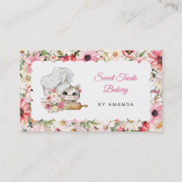 Chef Kitten Bakery Pink Visitkort